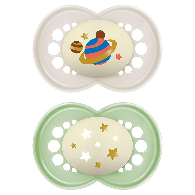 MAM Night Pacifiers (2 Count), MAM Pacifiers 6+ Months, Best Pacifier for Breastfed Babies, Glow ... | Amazon (US)