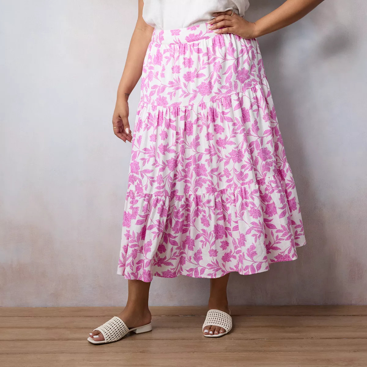 Plus Size LC Lauren Conrad Three Tiers Midi Skirt | Kohl's