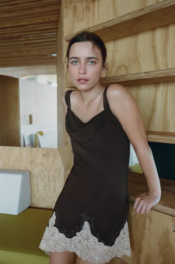 100% VISCOSE DRESS WITH EMBROIDERED LACE | Zara UK