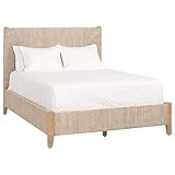Benjara California King Bed with Rope Woven Wooden Frame, Beige | Amazon (US)