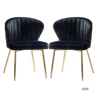 JAYDEN CREATION Milia Golden Legs Black Tufted Dining Chair (Set of 2) CHM0011-S2-BLACK - The Hom... | The Home Depot