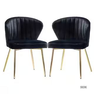 JAYDEN CREATION Milia Golden Legs Black Tufted Dining Chair (Set of 2) CHM0011-S2-BLACK - The Hom... | The Home Depot