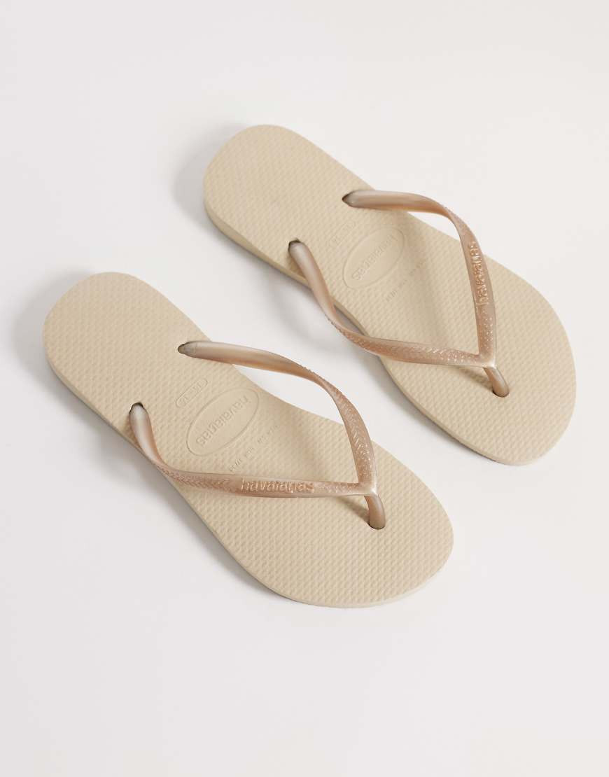 Havaianas slim flip flops in gold | ASOS (Global)
