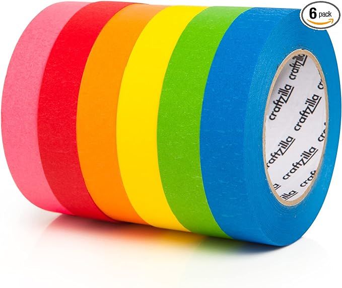 Craftzilla Colored Masking Tape – 6 Jumbo Rolls – 990 Feet x 1 Inch of Colorful Craft Tape ... | Amazon (US)