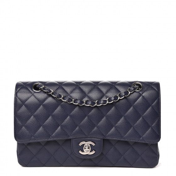 CHANEL Caviar Quilted Medium Double Flap Navy | Fashionphile