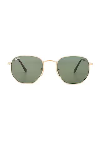 Ray-Ban Hexagonal Flat in Gold & Green Classic from Revolve.com | Revolve Clothing (Global)