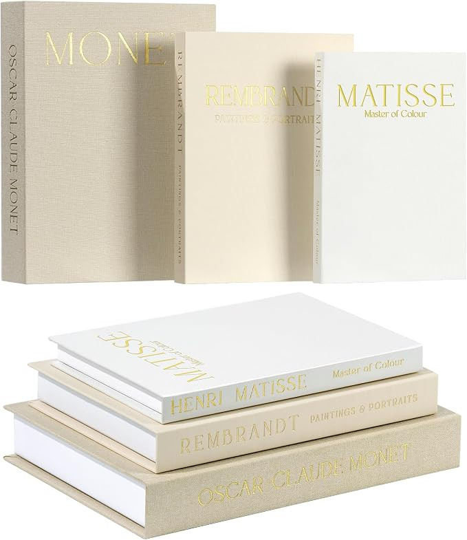 Set of 3 Decorative Books for Home Decor, Linen Faux Books for Coffee Table, Bookshelf or Mantel,... | Amazon (US)