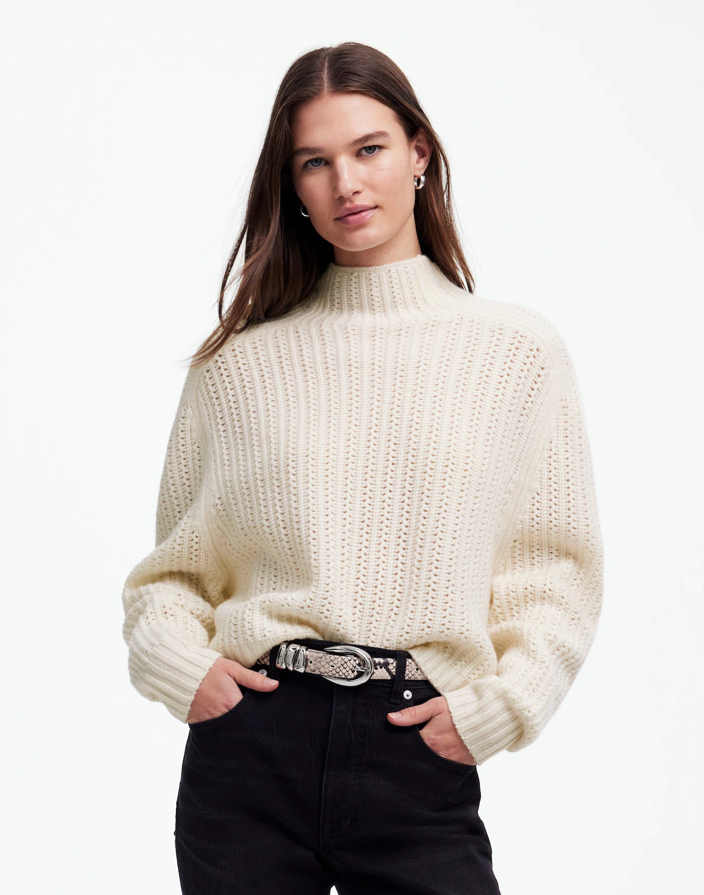 Pointelle-Stitch Mockneck Sweater | Madewell | Madewell