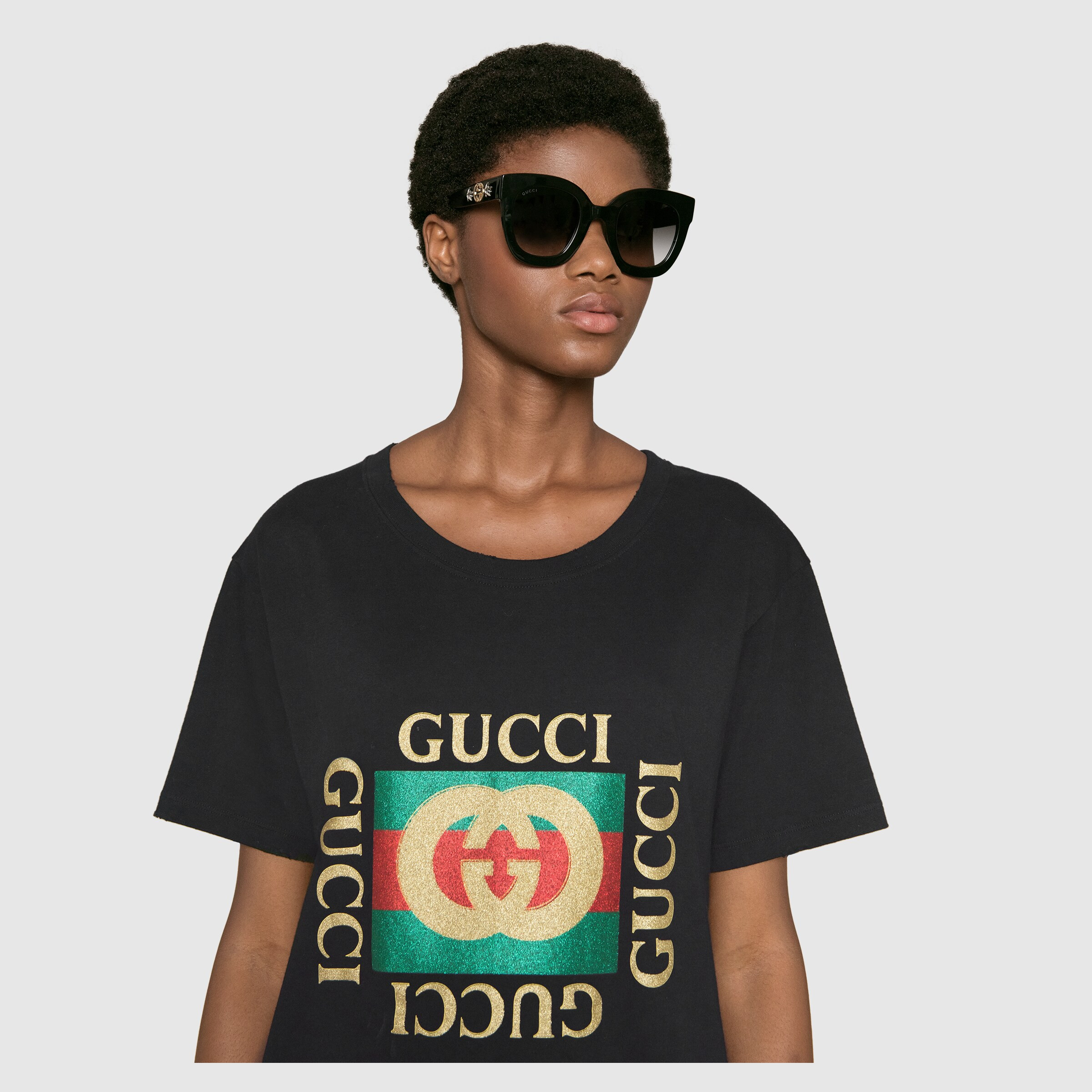 Gucci Round-frame acetate sunglasses with star | Gucci (US)
