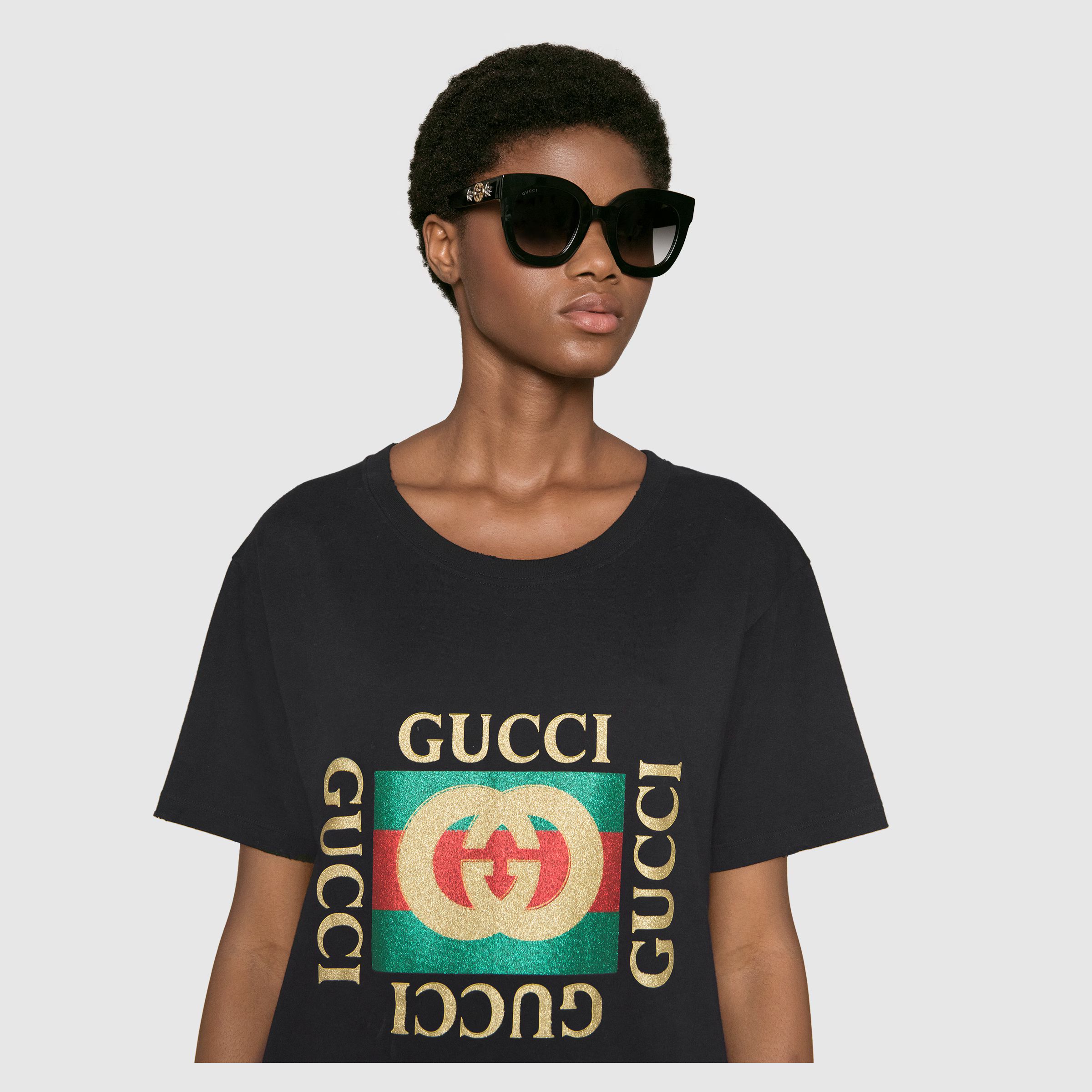 Round-frame acetate sunglasses with star | Gucci (US)