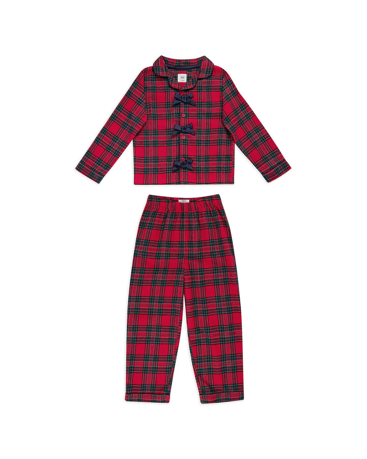 Kids Organic Cotton Tartan Check Tie Front Long Pyjama Set | Chelsea Peers NYC