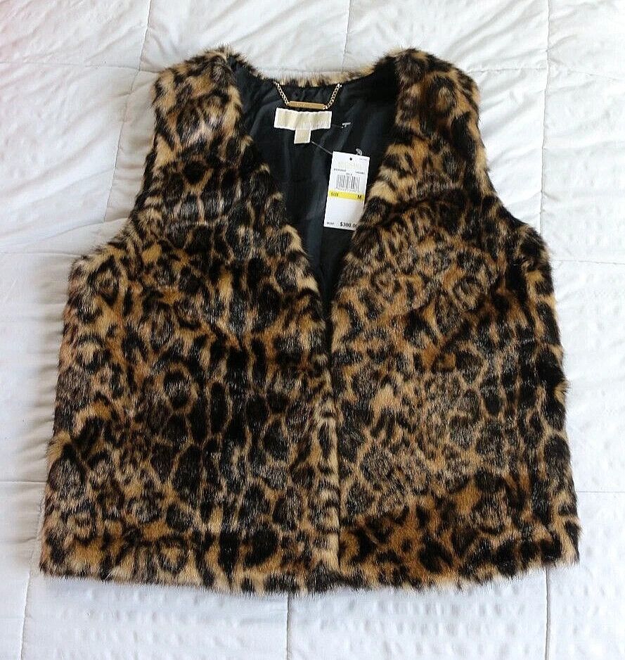 Michael Kors Animal Print faux fur Vest size M/9,10 retail $300 | eBay US