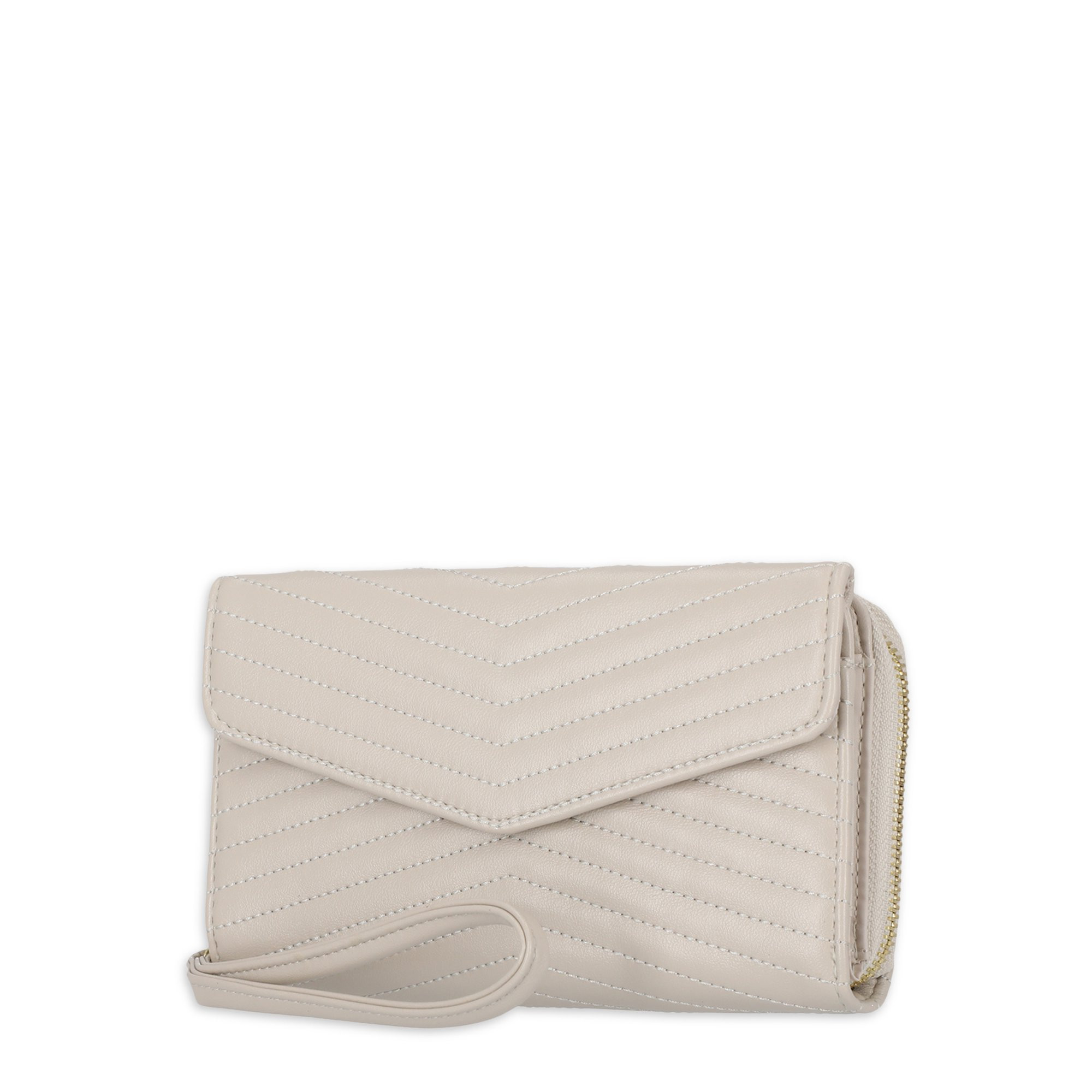 Time and Tru Women's Ainsley Bulk Clutch Wallet Vinyl Solid Cream | Walmart (US)