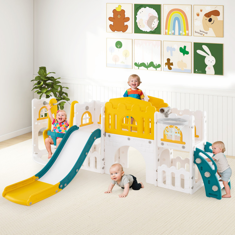 Costway freestanding baby slides toddler indoor playground 10 in 1 playset kids slide enclosed cl... | Costway US Affiliate