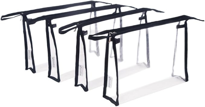 Multi-purpose Waterproof Clear Vinyl Zippered Organizer Toiletry Cosmetics Makeup Bag Pouch 4-pac... | Amazon (US)