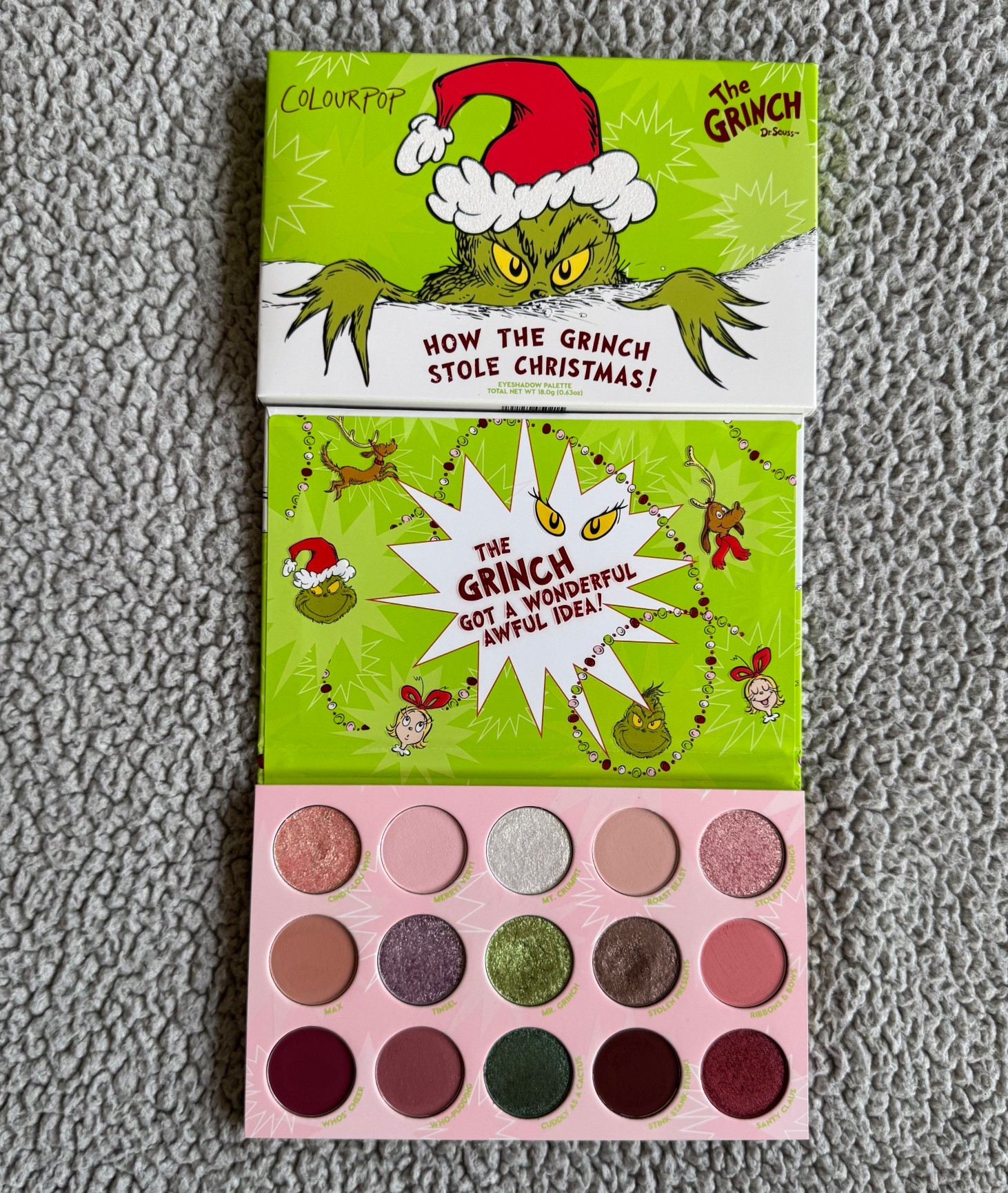 The grinch Colourpop eyeshadow palette
Holiday makeup, makeup gift, grinch, affordable makeup, makeup lover, makeup lovers, how the grinch stole Christmas 

#LTKHoliday #LTKGiftGuide #LTKBeauty