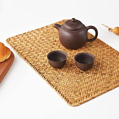 6 Pack Rectangular Woven Placemats, Rattan Wicker Table Mats, 17" x 12", Natural Seagrass Place M... | Amazon (US)