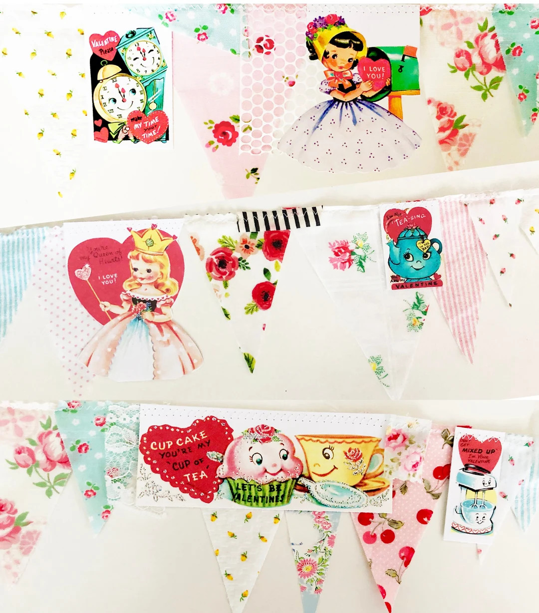 Valentine Bunting Banner, Valentines Day Decor, Shabby Chic Vintage Valentine Party Decor, Bridal... | Etsy (US)