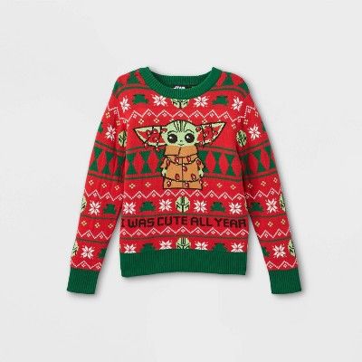 Toddler Boys' Star Wars Baby Yoda Ugly Christmas Sweater - Red | Target
