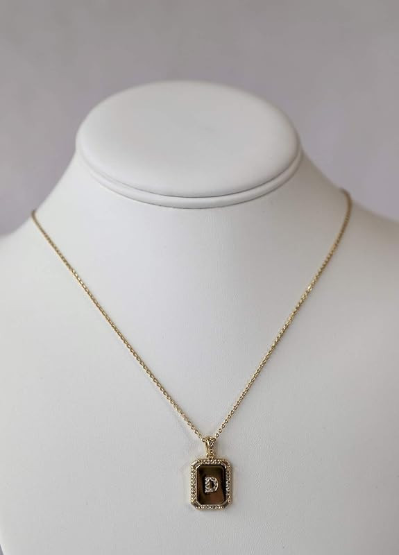 18kt Initial Charm 18kt Gold Filled Waterproof High Quality Non Tarnish Necklace 16"-19" | Amazon (US)
