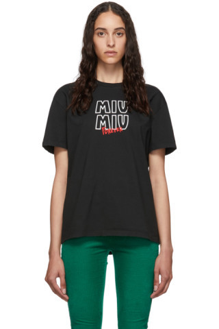 Black 'Miu Miu Forever' T-Shirt | SSENSE