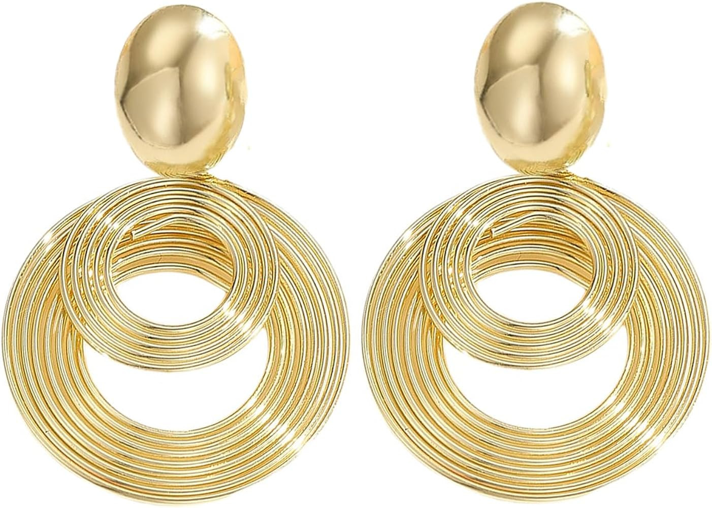 Gold Dangle Earrings for Women Fashion Round Drop Statement Earrings Jewelry | Amazon (US)