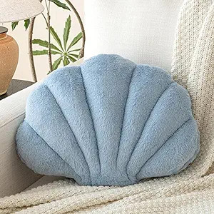Shell Pillow, Seashell Throw Pillow with Soft Rabbit Plush for Couch Bed, Shell Shaped Decorative... | Amazon (US)