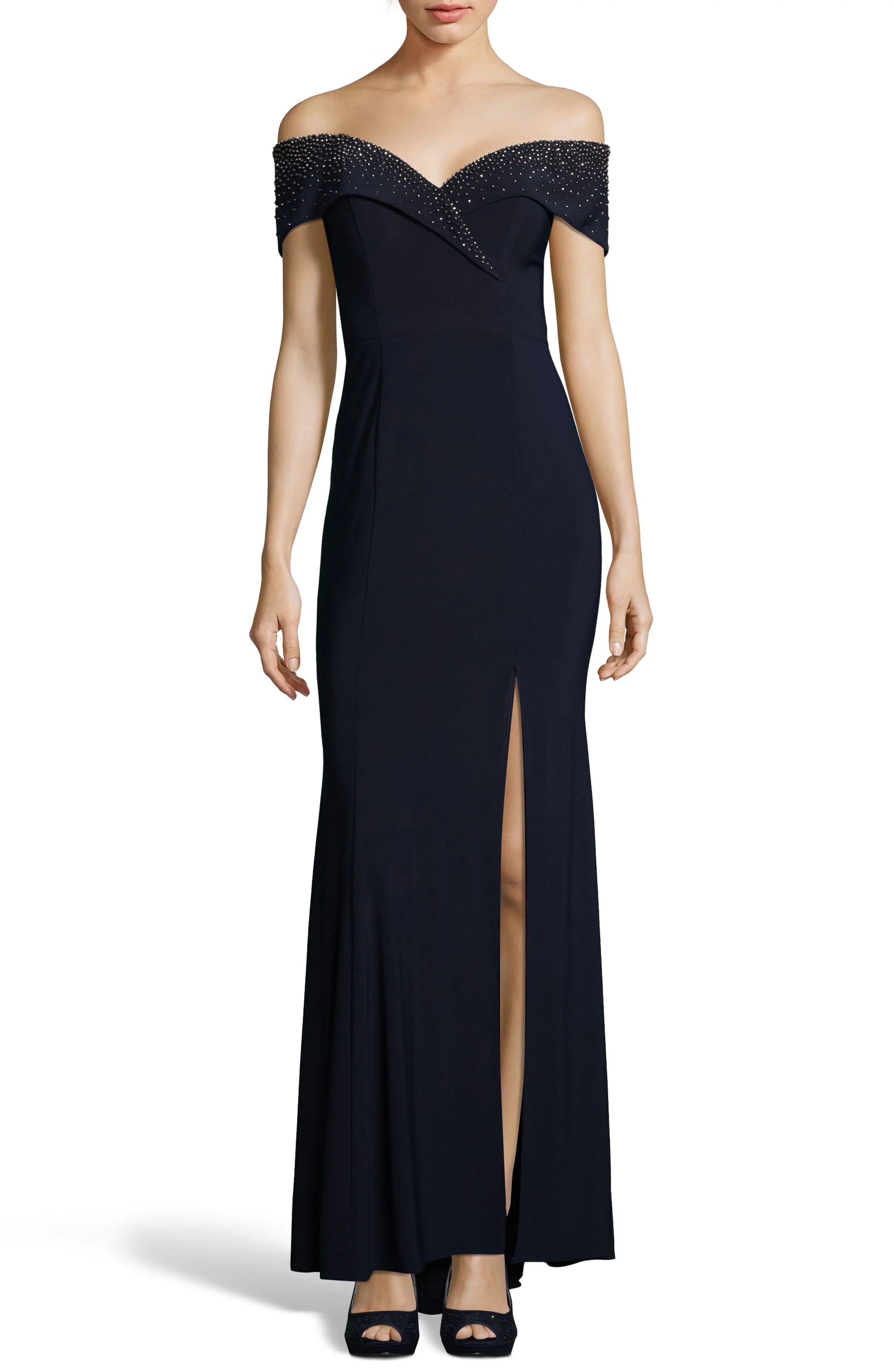 Xscape Embellished Off the Shoulder Gown (Regular & Petite) | Nordstrom