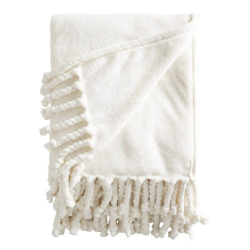 Plush Ivory Throw with Fringe | Pier 1 Imports