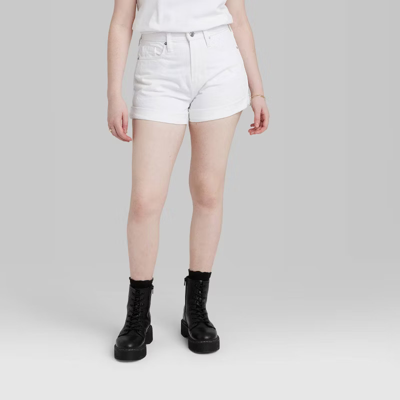 Women's Super-High Rise Rolled Cuff Mom Jean Shorts - Wild Fable™ | Target