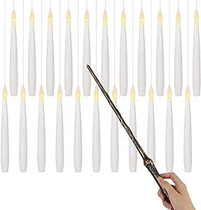 GenSwin 22pcs Flameless Taper Floating Candles with Magic Wand Remote Timer, Battery Operated Han... | Amazon (US)