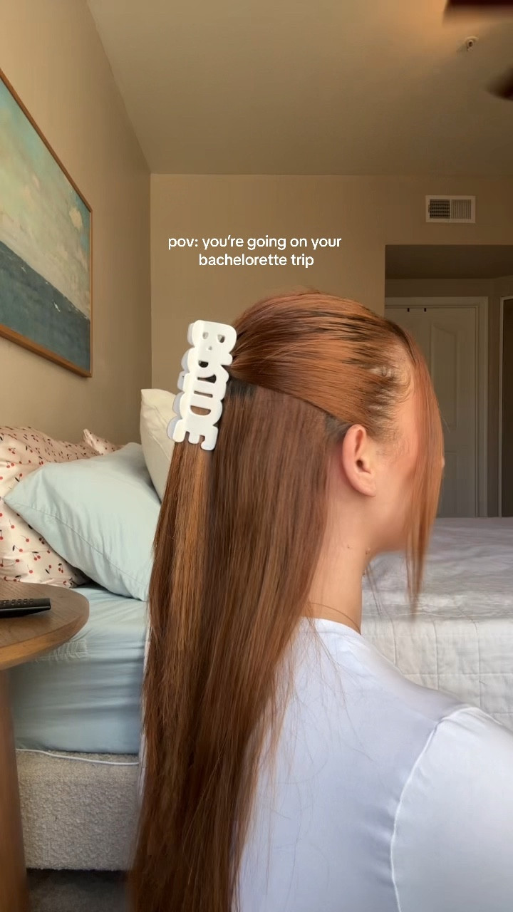 Easy bachelorette claw clip hair style. 
