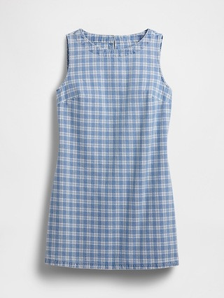 Plaid Denim Mini Shift Dress | Gap (US)