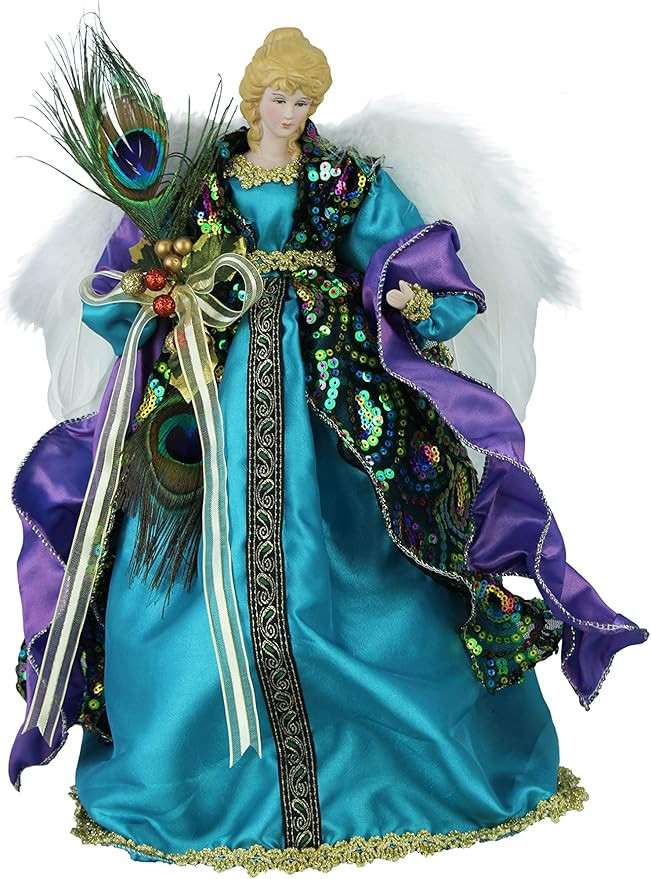 Windy Hill Collection 14" Inch Standing Stunning Sequin Angel Christmas Tree Topper or Table Top ... | Amazon (US)