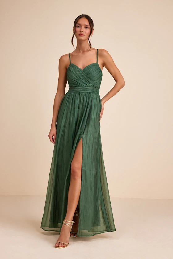 Rosalind Green Organza Strapless Maxi Dress | Emerald Green Dress | Lulus