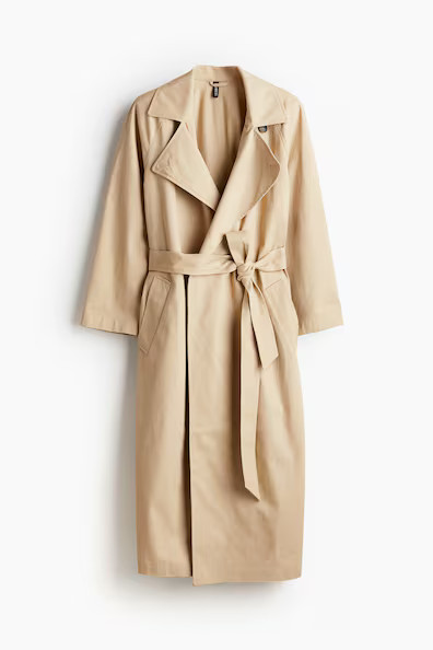 H & M - Shoulder-pad trench coat - Beige | H&M (UK, MY, IN, SG, PH, TW, HK)
