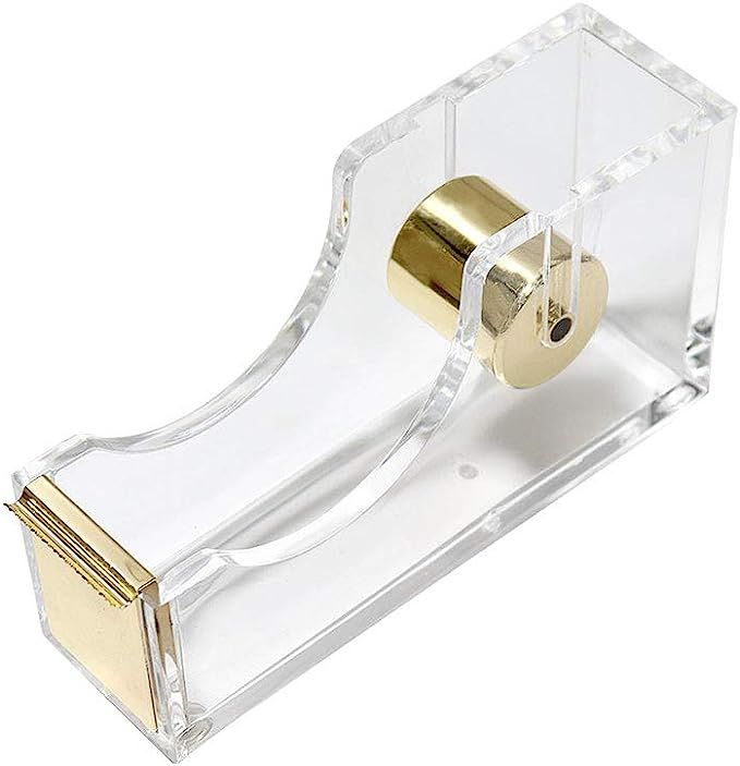 Amazon.com : Multibey Clear Acrylic Gold 1 Inch Core Desktop Adhesive Tape Dispenser Cutter with ... | Amazon (US)