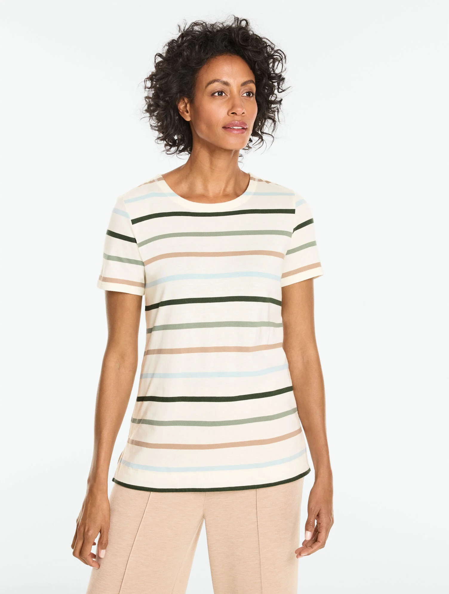 Supersoft Jersey Short Sleeve Crewneck Tee - Earth Stripe | Talbots