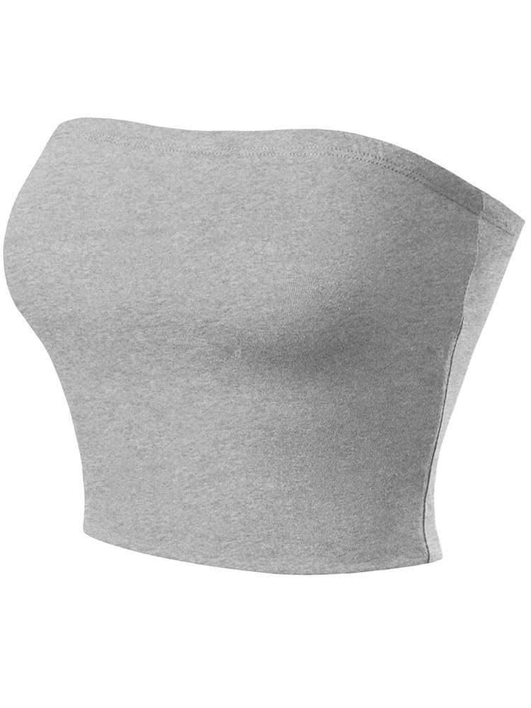 MixMatchy Women's Double Layered Basic Casual Strapless Backless Bandeau Bra Tube Tops | Amazon (US)