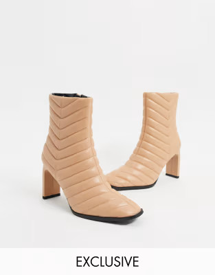 Z_Code_Z Exclusive Misha vegan padded heeled ankle boot in beige | ASOS (Global)