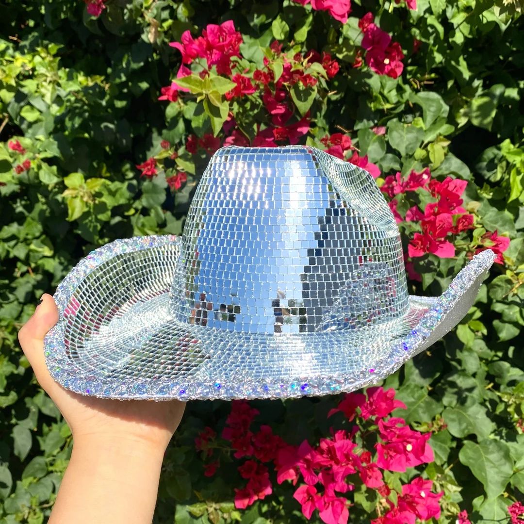 Silver Disco Ball Cowboy Hat Disco Mirror Cowboy Hat Sparkly - Etsy | Etsy (US)