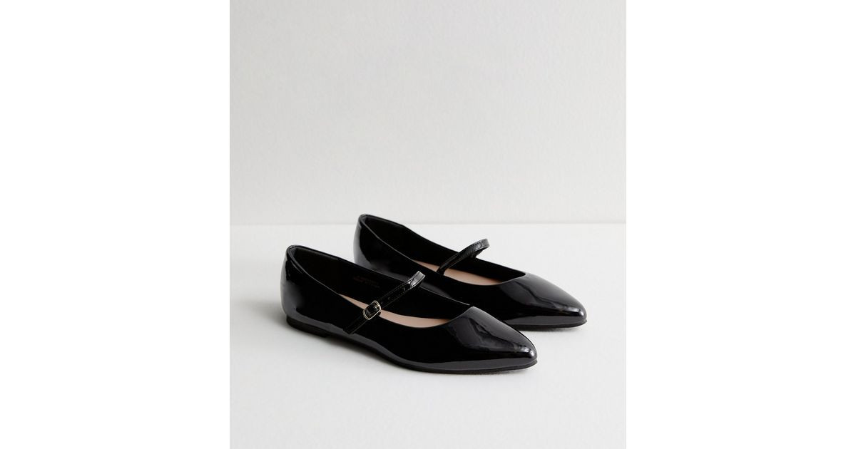 Extra Wide Fit Black Patent Leather-Look Mary Jane Shoes | New Look | New Look (UK)