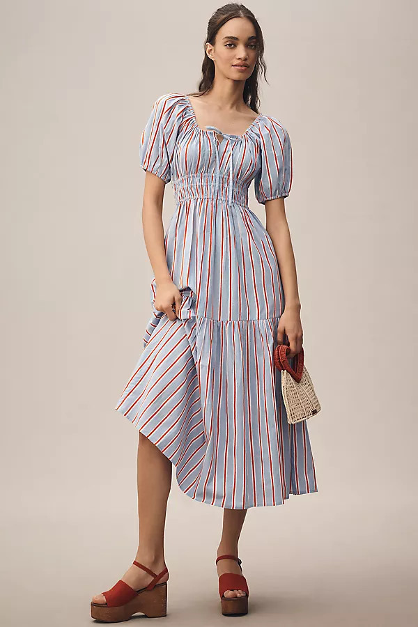 Katie Sweetheart Tiered Midi Dress | Anthropologie (US)