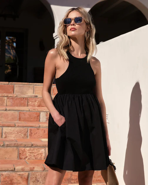 Elliot Cotton Pocketed Mini Dress - Black | VICI