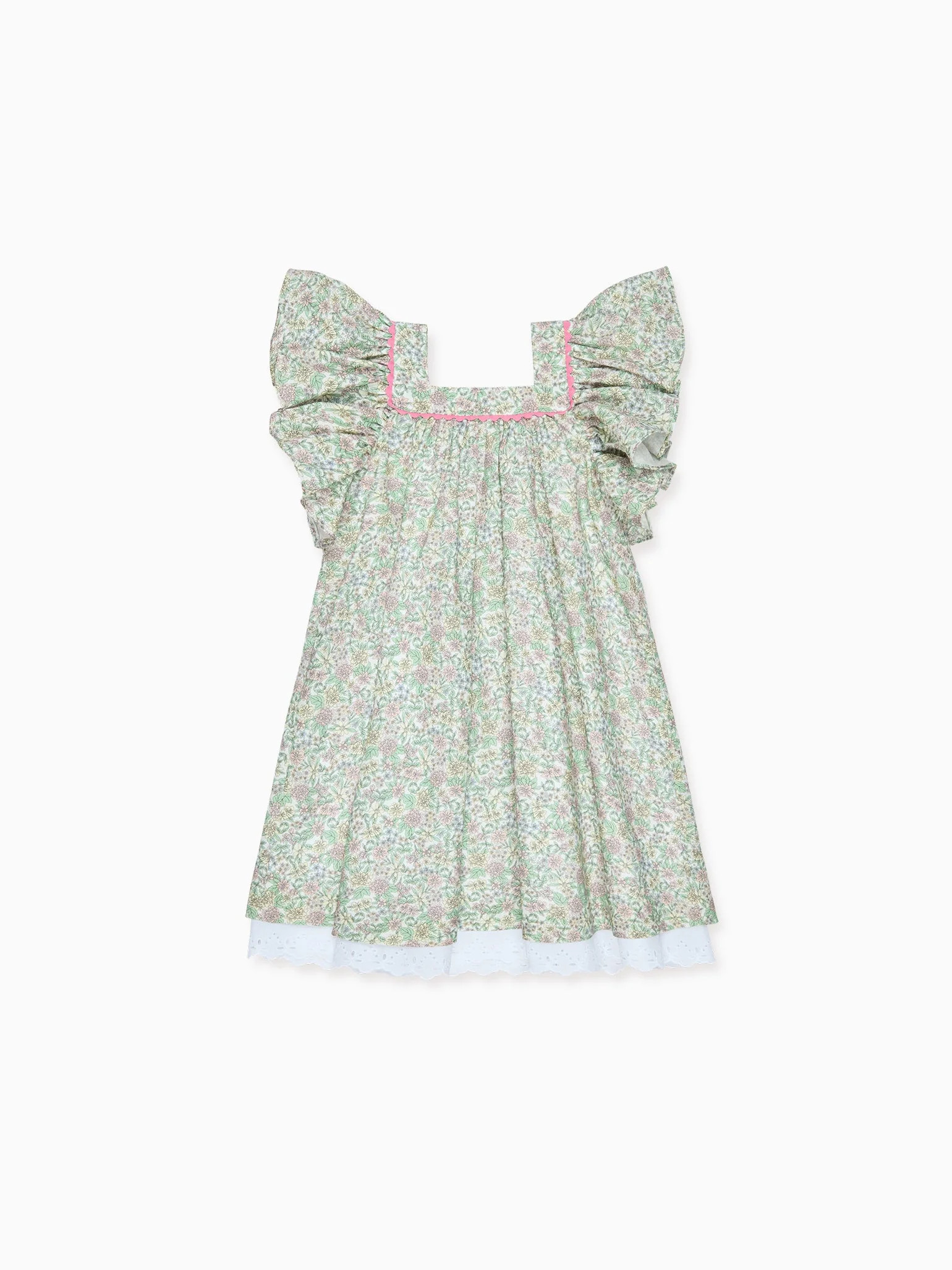Orange Floral Ocra Girl A-Line Dress | Girl Outfits | La Coqueta Kids | La Coqueta