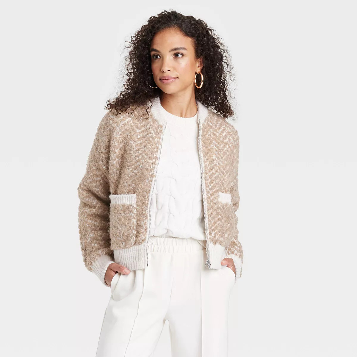 Women's Lady Bomber Jacket - A New Day™ Camel L | Target