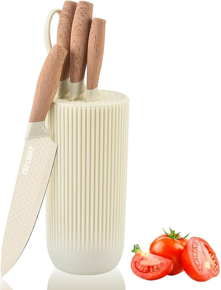 Knife Set, Wiztoynia 6-Piece Beige Kitchen Knife Set for Home, Anti-Rust Non-stick Stainless Stee... | Amazon (US)