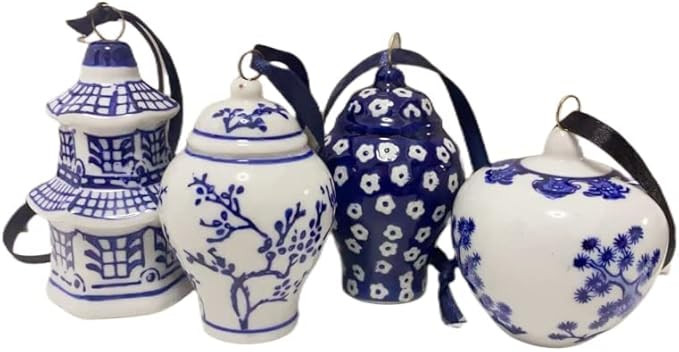 4 Pieces Mini Ginger Jar Ornaments Porcelain Hanging Ornaments Vintage Chinoiserie Decor Porcelai... | Amazon (US)