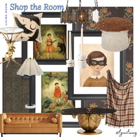 Shop the Room - Living Room 

Living room decor, living room details, living room decorations, living room design, living room inspo, living room inspiration, gold butterfly end table, black area rug, living room rug, living room furniture, orange velvet sofa, orange velvet couch, gold coffee table, fancy coffee table, woodland wall art, brown plaid throw blanket, Anthropologie home, Wayfair couch, Anthropologie coffee table, black framed wall art, mushroom pouf, floral wallpaper, black wallpaper, Anthropologie wallpaper, modern chandelier, black chandelier, fancy chandelier, snake throw pillow, tall skinny table lamp, white marble candle holder set, Amazon finds, Amazon favorites, Amazon home, cottagecore home decor, cottagecore living room, black living room, orange living room, black and orange 

#LTKhome