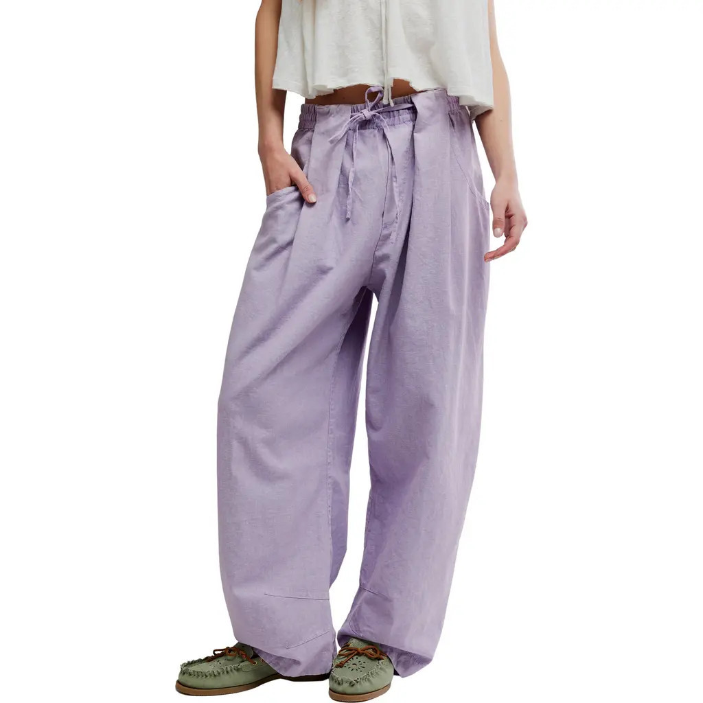 Free People Chambers Drawstring Linen & Cotton Pants in Orchid Hush at Nordstrom, Size X-Large | Nordstrom